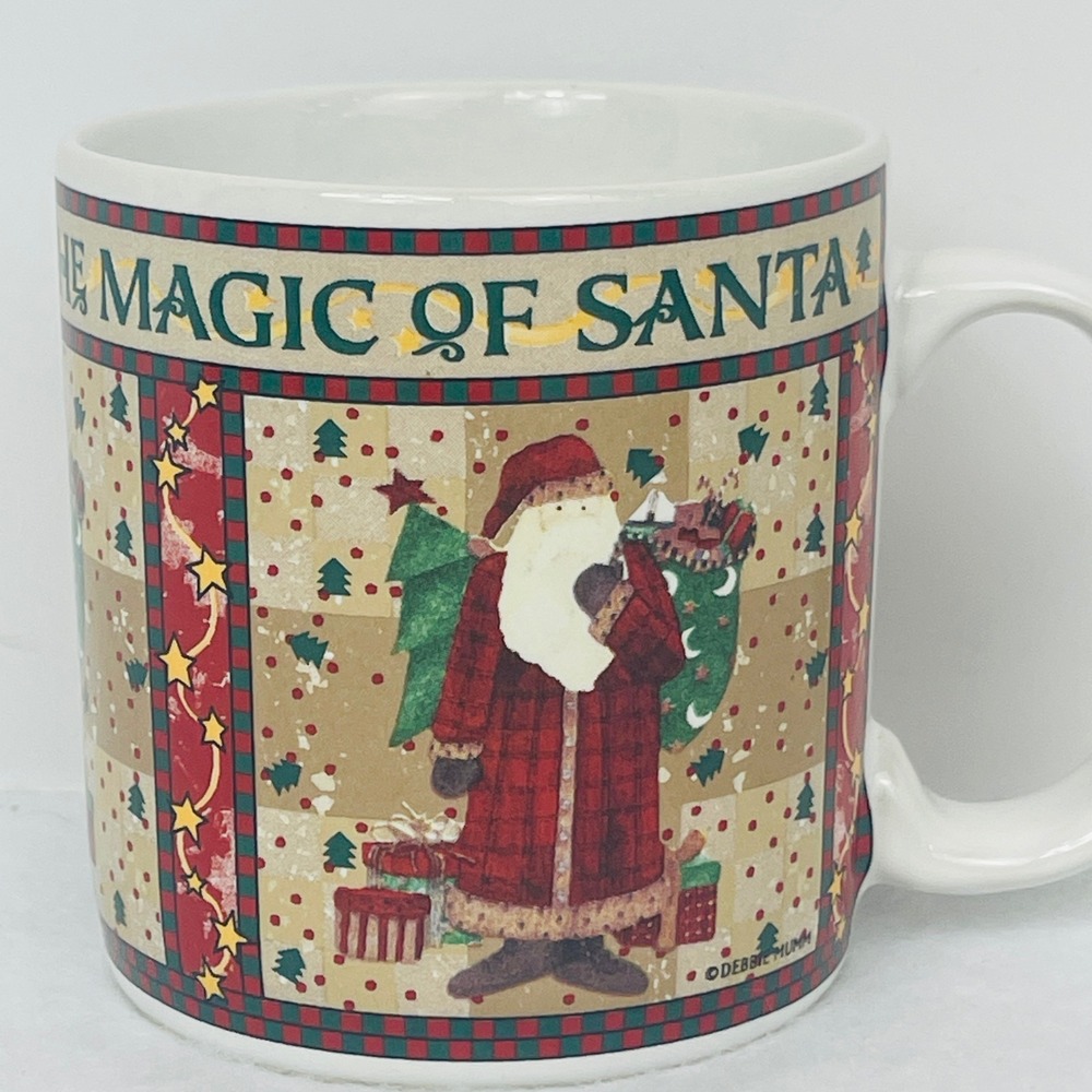 Sakura Coffee Mug Magic of Santa 1997 Debbie Mumm Folk Art Christmas Excellent